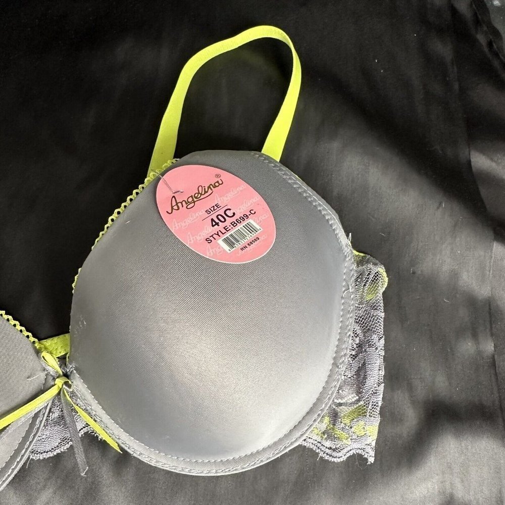 Angelina Grey Green Bra Silky Lace Detail Convertible Removable AdjustableStraps - Picture 5 of 11